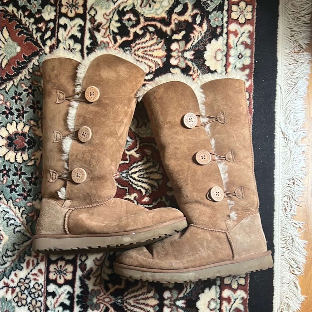 UGG Tan Winter Boots with Button Accents